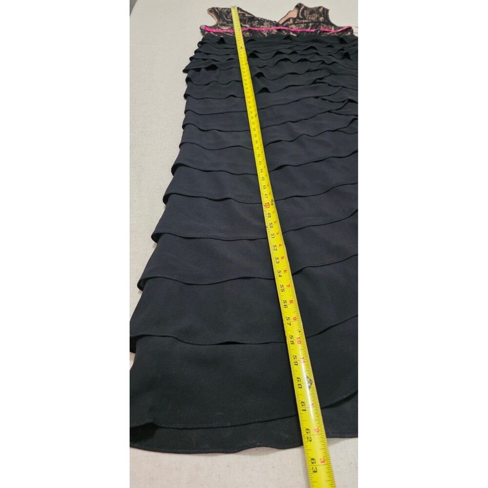 Adrianna Papell 20W Black Nude Lace Tiered Ruffle Maxi Formal Evening Gown Plus - Picture 8 of 10